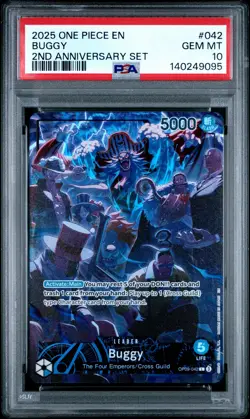 2025 ONE PIECE ENGLISH VERSION 2ND ANNIVERSARY SET #042 BUGGY PSA 10 - Image 1