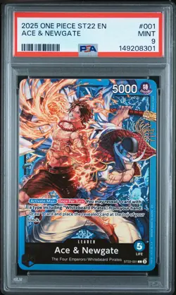 2025 ONE PIECE STARTER DECK ST22-ACE & NEWGATE #001 ACE & NEWGATE PSA 9 - Image 1