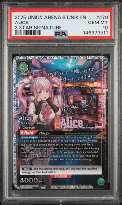 Union Arena TCG Alice 2 Star Signature Alt Art Holo PSA 10 Gem Mint Nikke - Image 1
