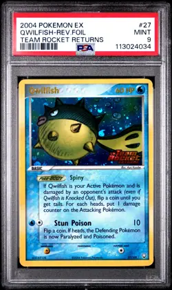 2004 POKEMON EX TEAM ROCKET RETURNS QWILFISH #27 REVERSE PSA 9 MINT #113024034 - Image 1