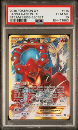 Pokemon Volcanion EX 115/114 Secret Rare XY Steam Siege PSA 10 GEM MINT - Image 1