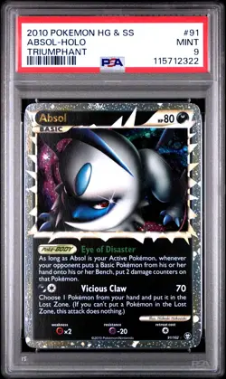 Pokemon Absol Prime 91/102 PSA 9 Mint HGSS Triumphant Holo 2010 Rare! - Image 1