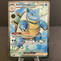 Blastoise ex 184/165 Scarlet & Violet 151 Full Art Ultra Rare Holo Pokemon Card - Image 1