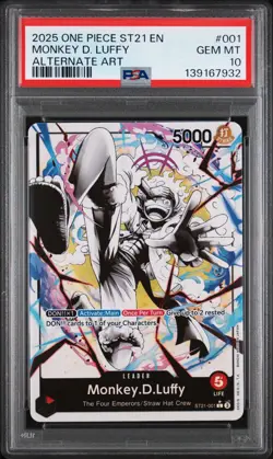 2025 One Piece Monkey D. Luffy Alternate Art Leader ST21-001 PSA 10 - Image 1