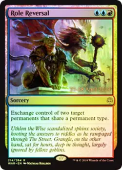 Moderate Play, English MTG Foil Role Reversal - Foil - Prerelease Promo War of t - Image 1