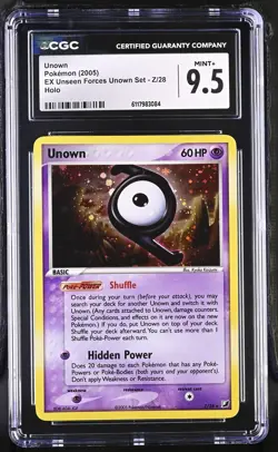 CGC 9.5 MINT+ Unown 2005 EX Unseen Forces Unown Set Z/28 Holo Pokemon Card - Image 1