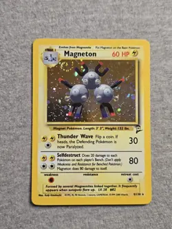 Magneton 9/130 Holo Base Set 2 Pokemon Card W/ SWIRL - Image 1