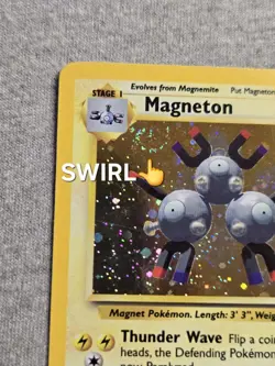 Magneton 9/130 Holo Base Set 2 Pokemon Card W/ SWIRL - Image 3