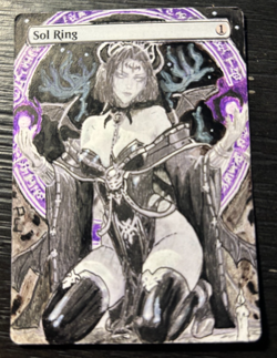 Sol Ring Dark Witch Hand Painted Altered Art Magic Gathering MTG Anime Demon - Image 1
