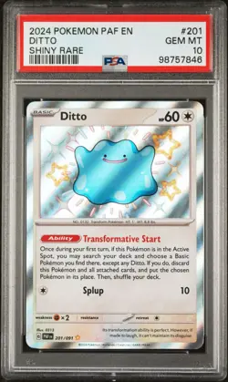 2024 POKEMON PAF EN-PALDEAN FATES SHINY RARE #201 DITTO PSA 10 - Image 1