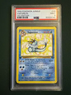 Vaporeon 1999 Pokemon Jungle 1st Edition Non-Holo 28/64 Rare PSA 9 MINT - Image 1