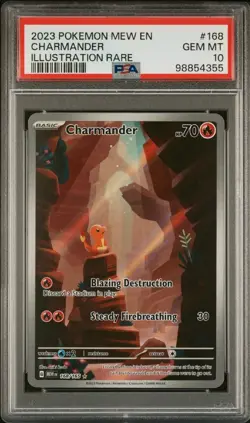 PSA 10 GEM MINT 2023 CHARMANDER 168/165 POKEMON MEW EN-151 ILLUSTRATION! SEE PIC - Image 1