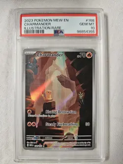 PSA 10 GEM MINT 2023 CHARMANDER 168/165 POKEMON MEW EN-151 ILLUSTRATION! SEE PIC - Image 2
