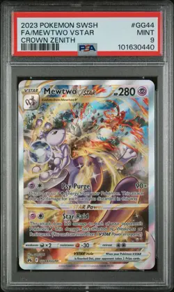 2023 Pokemon Mewtwo VSTAR #gg44 Crown Zenith Full Art Sword & Shield PSA 9 Mint - Image 1