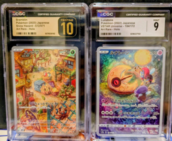 2 - Graded Pokemon Slabs Japanese Lunatone And Japanese Bramblin Graded 9-10 - Image 1