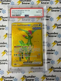 2024 Pokemon Temporal Forces #213 Iron Leaves ex Hyper Rare PSA 8 - Image 1