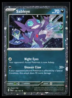 Sableye (Cosmos Holo) 136/193 Rare Holo Paldea Evolved Pokemon NM - Image 1