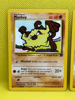 Pokemon Tcg Mankey 61/82 & Dark Primeape 43/82 Team Rocket Non Holo - Image 2