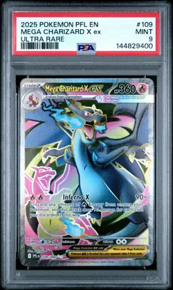 2025 Pokemon Phantasmal Flames Mega Charizard X EX Ultra Rare #109 PSA 9 MINT - Image 1