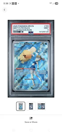 144781669 Misty's Psyduck 2025 Pokemon Destined Rivals #193/182 PSA 9 - Image 1