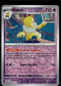 Hypno 097/165 Uncommon 151 Pokemon Reverse Holo Near Mint - Image 1