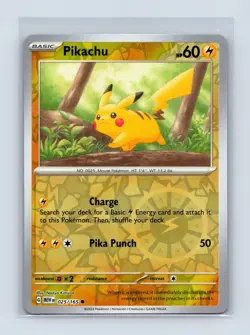 Pikachu 025/165 Common 151 Pokemon Reverse Holo Near Mint - Image 1