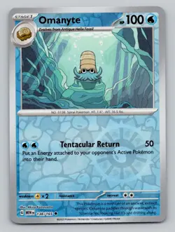 Omanyte 138/165 Uncommon 151 Pokemon Reverse Holo Near Mint - Image 1