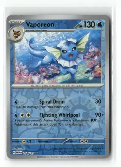 Vaporeon 134/165 Rare 151 Pokemon Reverse Holo Near Mint - Image 1