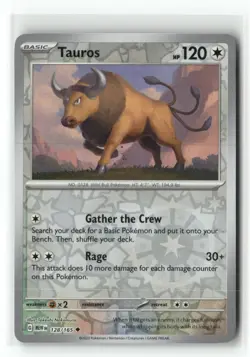 Tauros 128/165 Uncommon 151 Pokemon Reverse Holo Near Mint - Image 1