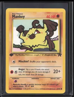 2000 Pokemon Team Rocket 1st Edition Mankey #61/82 NM - Image 1