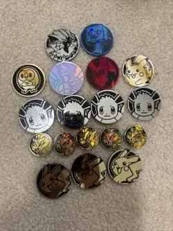 Lot of 18 Official Pokemon TCG Coins - Image 1