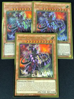 YUGIOH ULTIMATE CONDUCTOR TYRANNO MGED-EN014 1ST GOLD X3 (NM) - Image 1