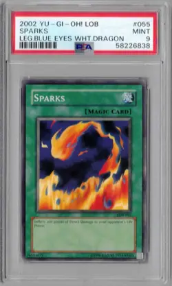 2002 Yu-Gi-Oh LOB, #055, Sparks, PSA 9, Mint - Image 1