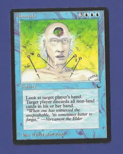 1994 Magic the Gathering - Amnesia - Sorcery - The Dark MTG - Image 1