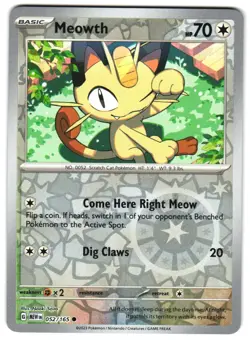 Meowth 052/165 Reverse Holo SV: Scarlet & Violet 151 Pokemon TCG - Image 1