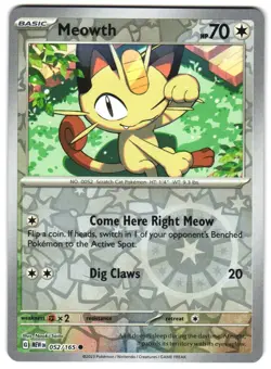 Meowth 052/165 Reverse Holo SV: Scarlet & Violet 151 Pokemon TCG - Image 1