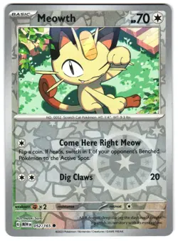 Meowth 052/165 Reverse Holo SV: Scarlet & Violet 151 Pokemon TCG - Image 1