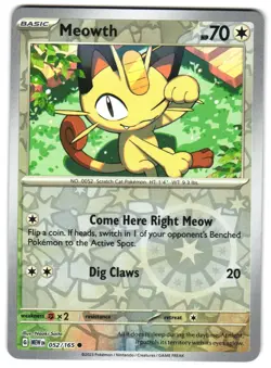 Meowth 052/165 Reverse Holo SV: Scarlet & Violet 151 Pokemon TCG - Image 1