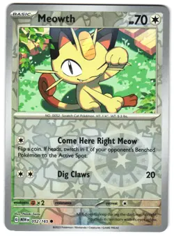 Meowth 052/165 Reverse Holo SV: Scarlet & Violet 151 Pokemon TCG - Image 1