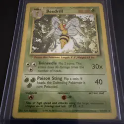 Beedrill 17/102 - RARE - BASE SET - VINTAGE WOTC POKEMON CARD - MP - Image 1