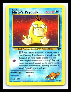 💥Misty's Psyduck Gym Challenge 2000 Non Holo Pokemon # 90/132 Vintage Card - Image 1