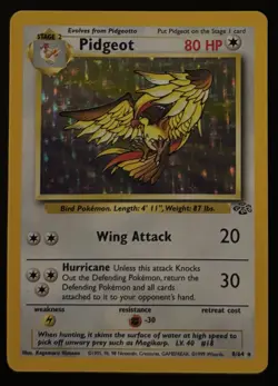 Pokemon Pidgeot Jungle Set Holo Rare 8/64 Unlimited Vintage Card TCG 2 - Image 1