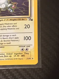 Magneton Pokemon TCG Fossil Set Holo Rare Card 11/62 Vintage LP - Image 2