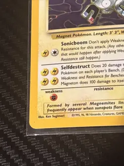 Magneton Pokemon TCG Fossil Set Holo Rare Card 11/62 Vintage LP - Image 3