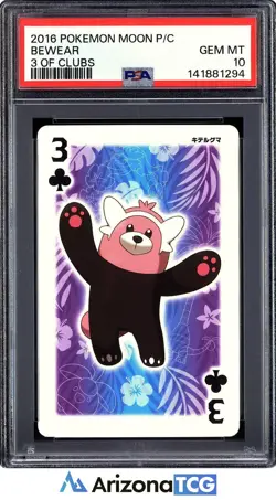 Pokemon 2016 Bewear 3 Of Clubs Moon Playing Cards Japanese GEM MINT PSA 10 - Image 1