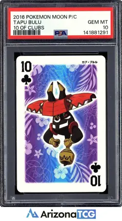 Pokemon 2016 Tapu Bulu 10 Of Clubs Moon Playing Cards Japanese GEM MINT PSA 10 - Image 1