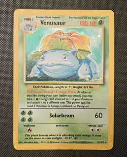 Pokemon TCG Venusaur Base Set Holo Unlimited Rare Card 15/102 1999 - Image 1