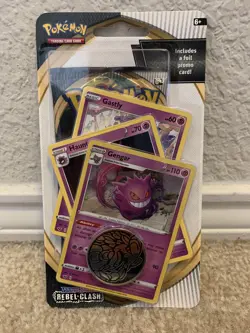 Pokemon Rebel Clash Gengar Checklane Blister 3 Card Booster Pack New! Sealed! - Image 1