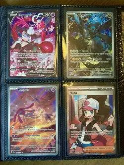 Collection Pokemon Binder Lot 160 Cards Full Arts IR AR Promos Stamps + More - Image 1