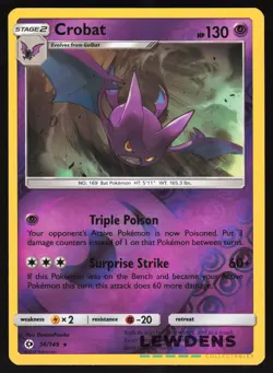Crobat - 56/149 - Reverse Holo Holo Rare - Sun & Moon Base - Pokemon Card - Image 1